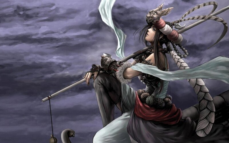 female warrior with staff