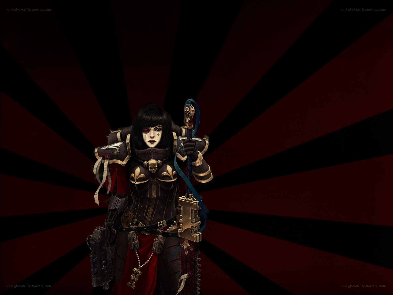 female warrior with staff
