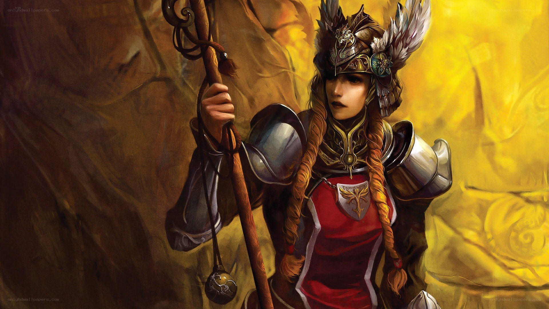 female warrior with staff