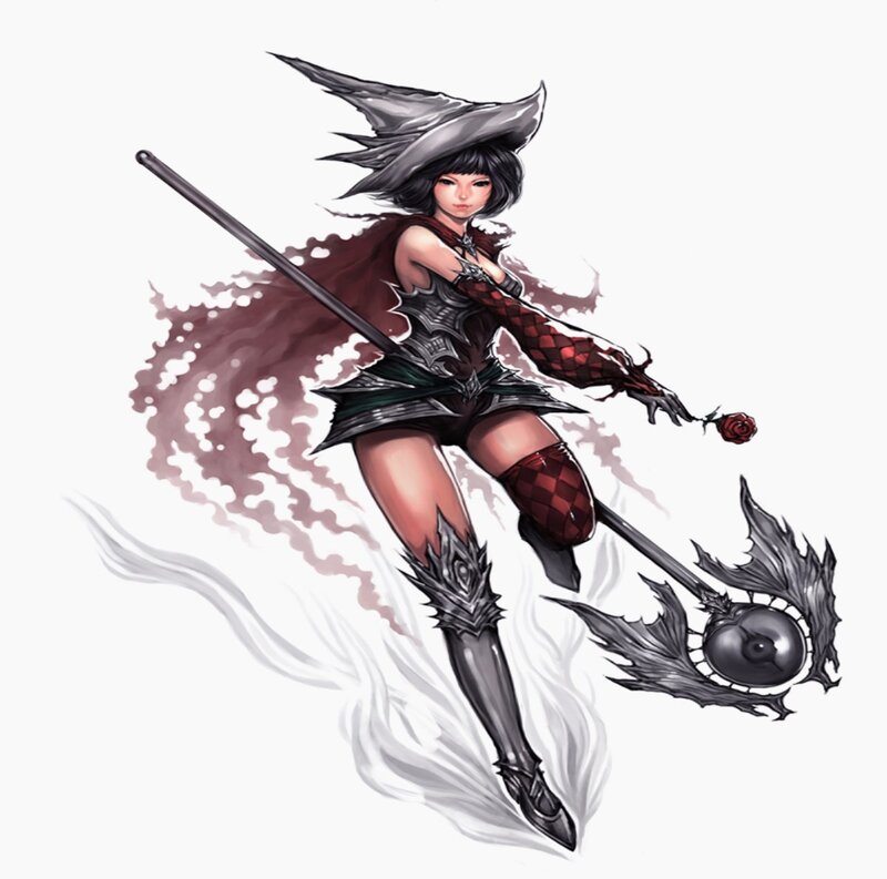 Female Warrior with Staff — Black, Dramatic, Digital Art, Cape
