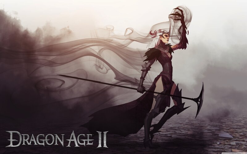 Female Warrior with Staff — Black, Dramatic, Digital Art