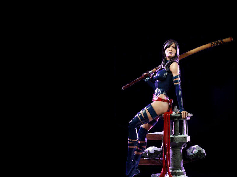 Female Warrior with Staff — Black