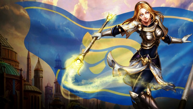Female Warrior with Staff — Blue, Dramatic, Sunset