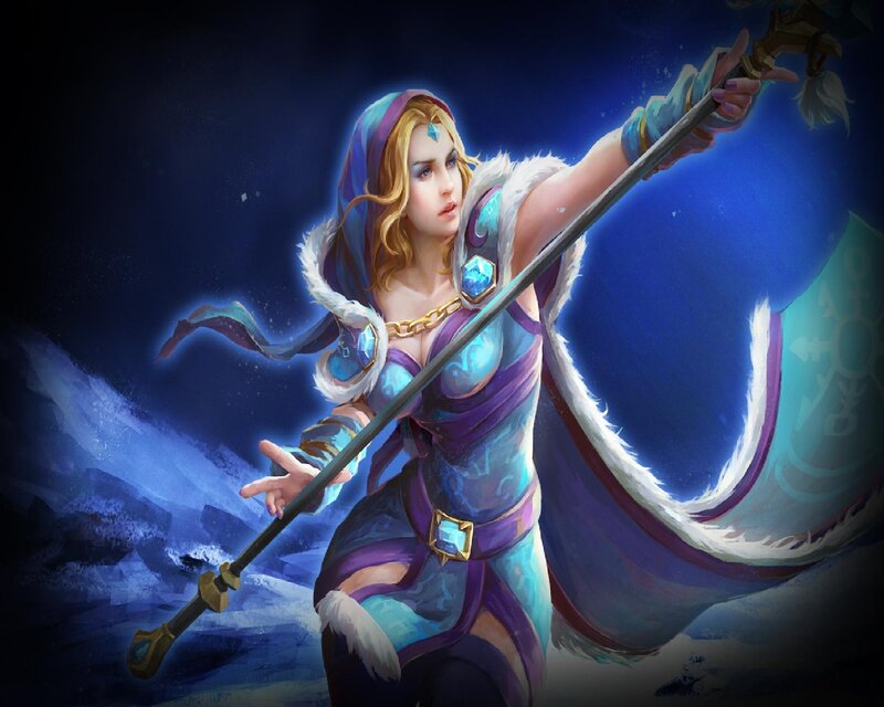 Female Warrior with Staff — Blue, Dramatic, Winter