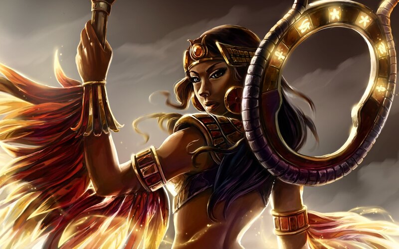 Female Warrior with Staff — Gold, Dramatic, Digital Art