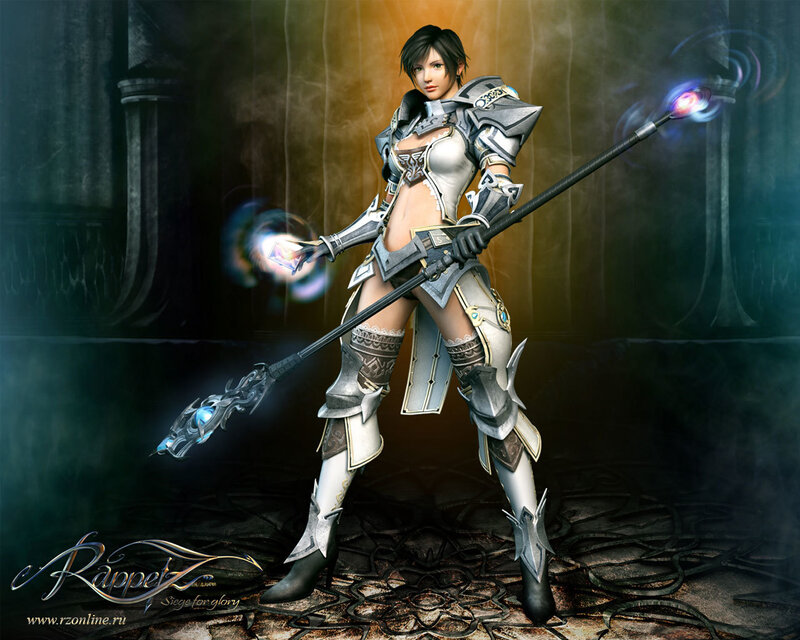 Female Warrior with Staff — Gray