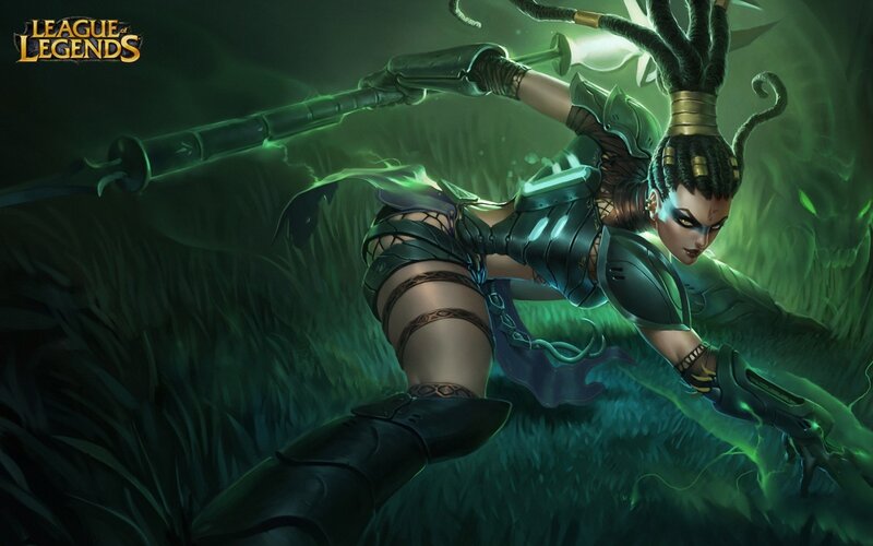 Female Warrior with Staff — Green, Dramatic, Digital Art, Armor