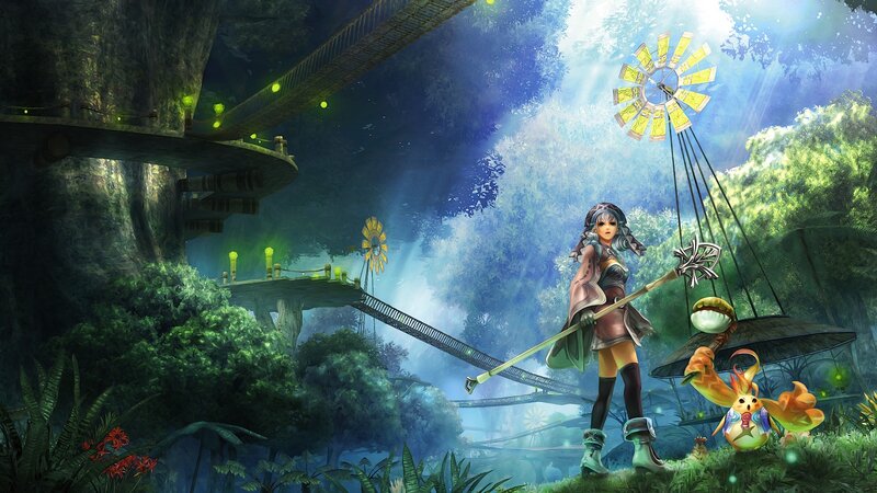 Female Warrior with Staff — Green, Serene
