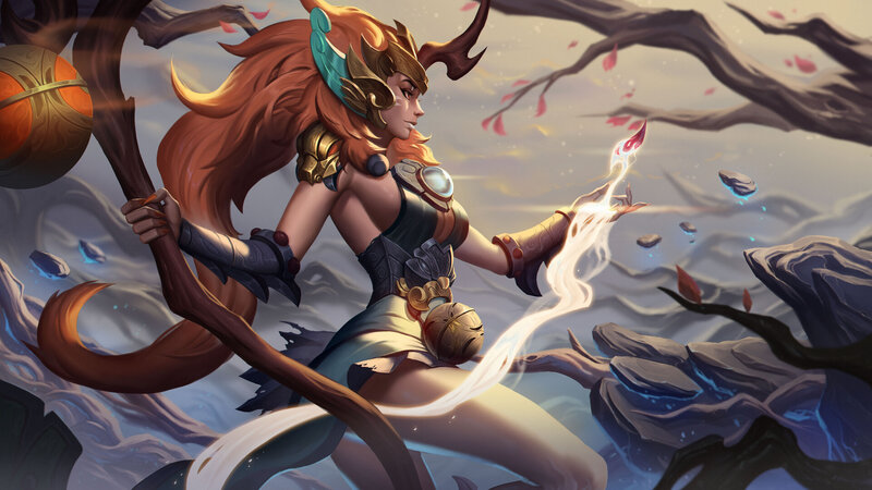 Female Warrior with Staff — Orange, Dramatic, Autumn