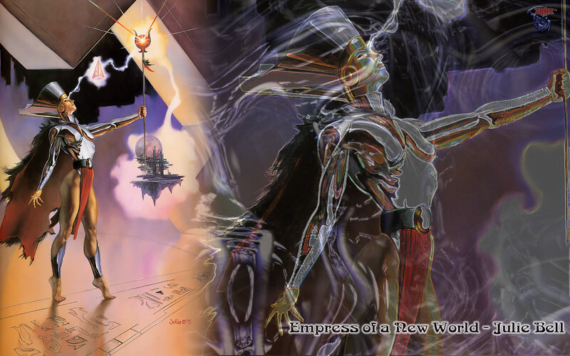 Female Warrior with Staff — Purple, Dramatic, Mystical