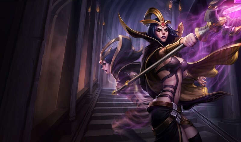 Female Warrior with Staff — Purple, Dramatic, Night, Digital Art, Castle, Stairs
