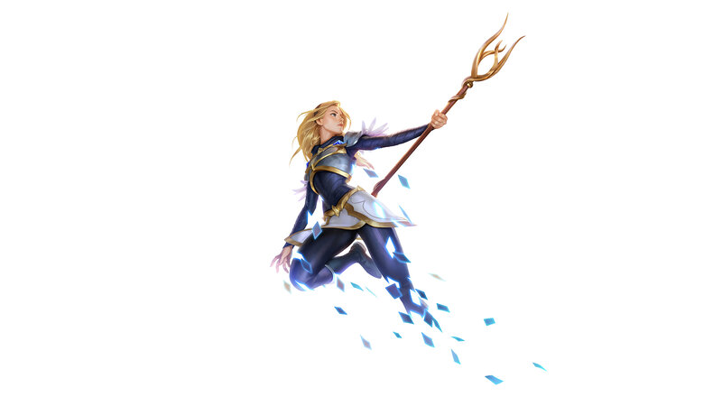 Female Warrior with Staff — White, Dynamic