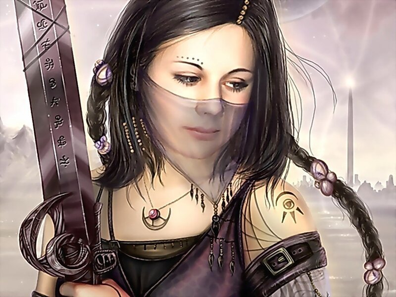 female warrior with sword