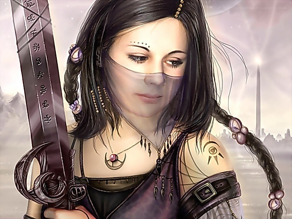 female warrior with sword