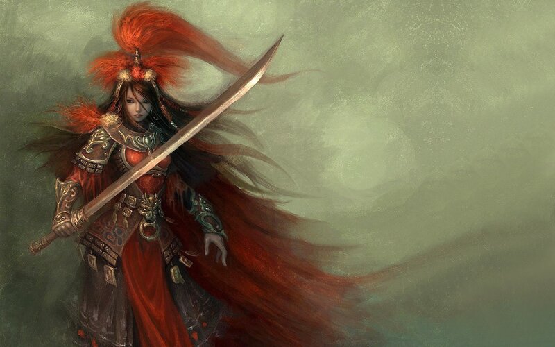 female warrior with sword