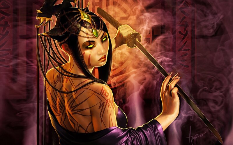female warrior with sword