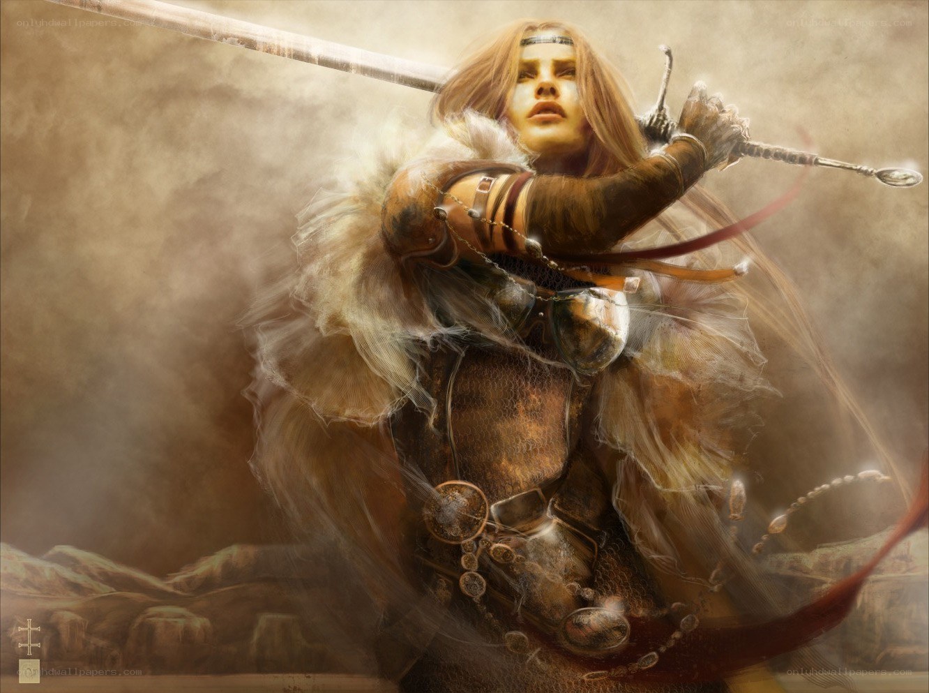 female warrior with sword