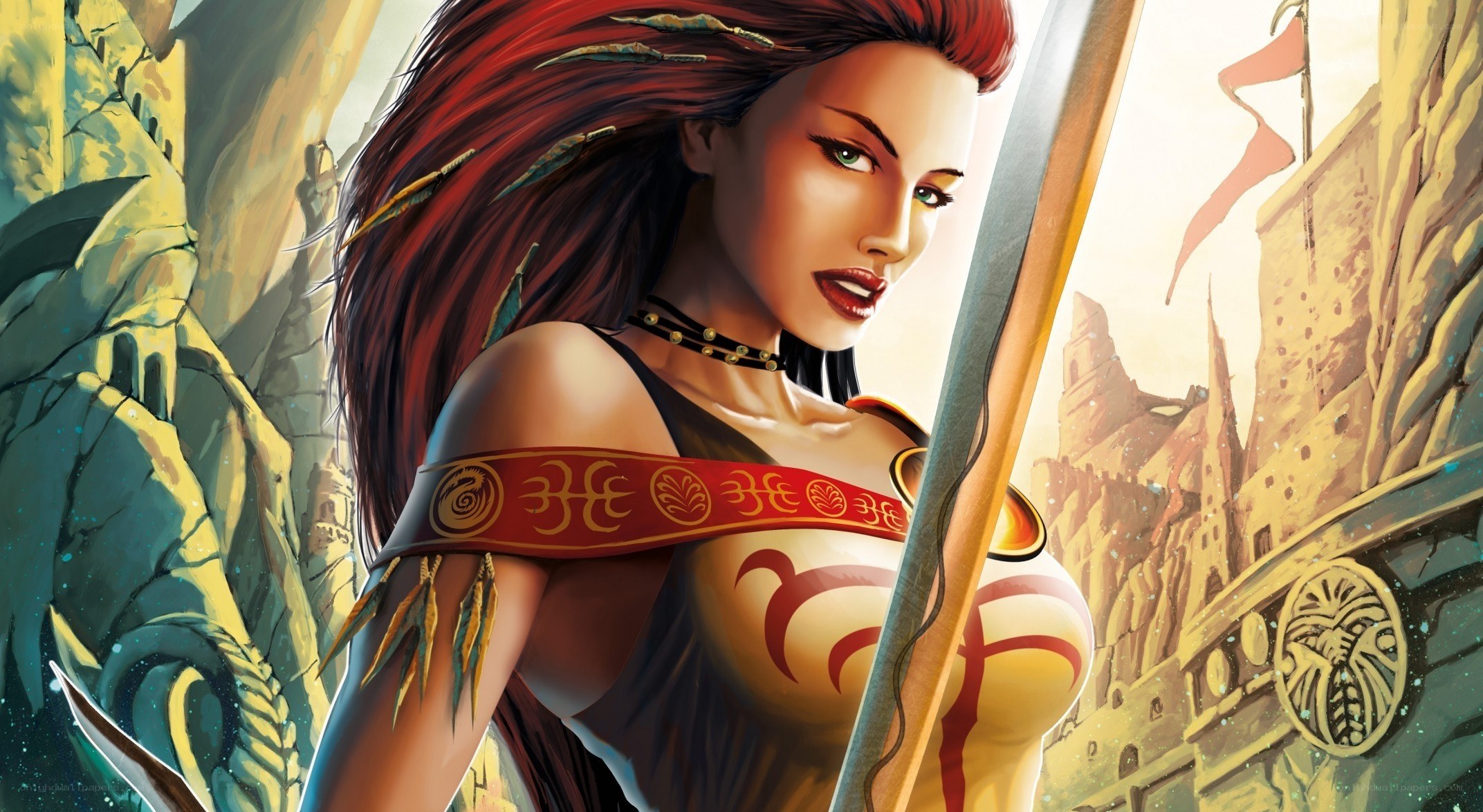 female warrior with sword