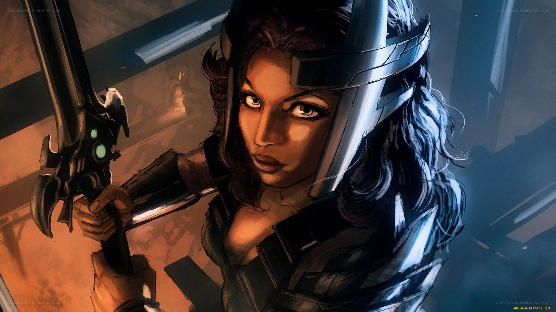female warrior with sword
