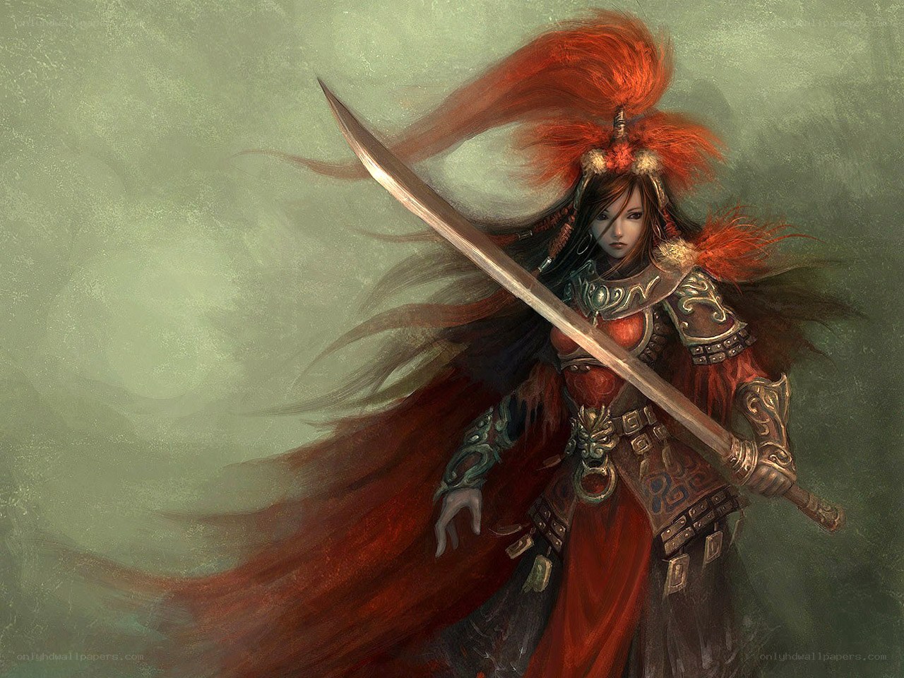 female warrior with sword