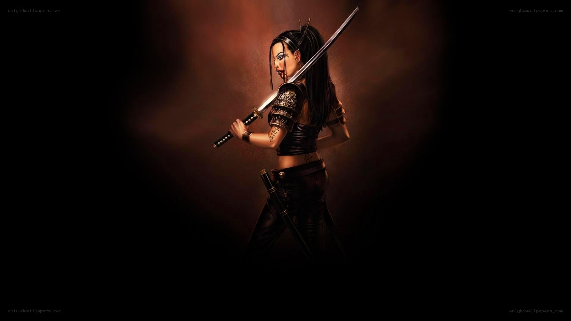 female warrior with sword