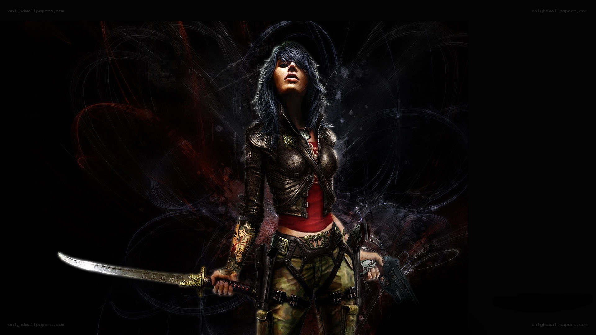 female warrior with sword