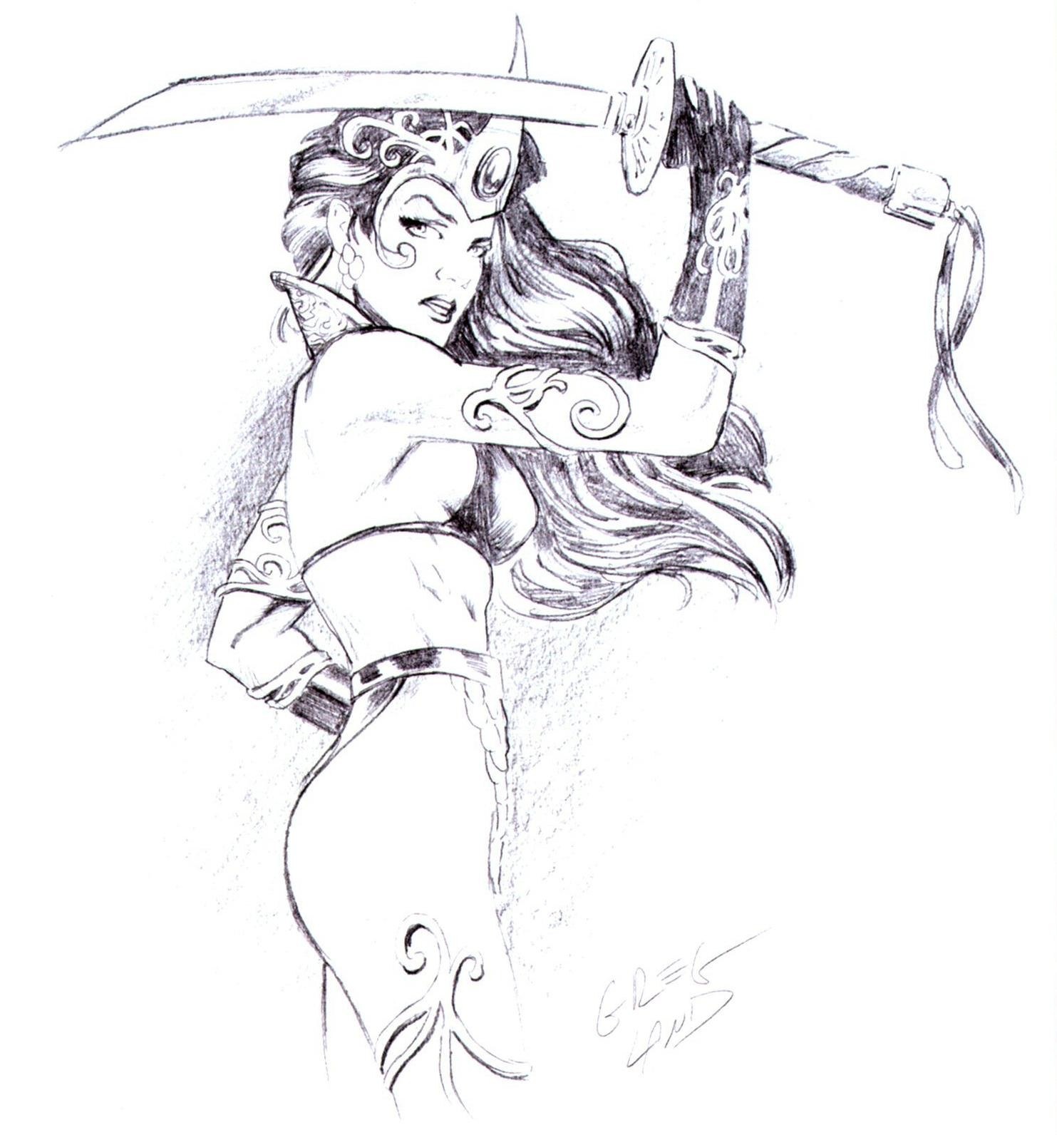 female warrior with sword