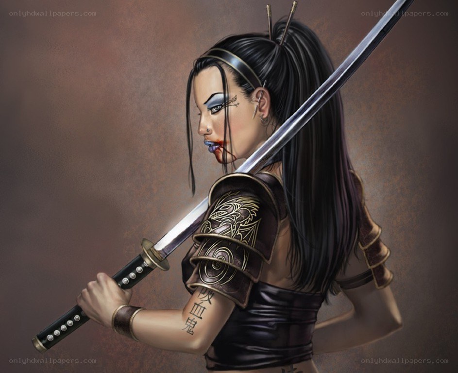 female warrior with sword