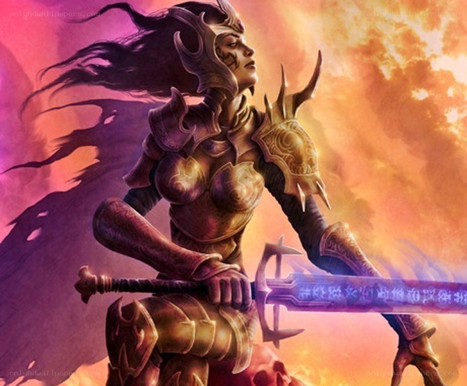 female warrior with sword
