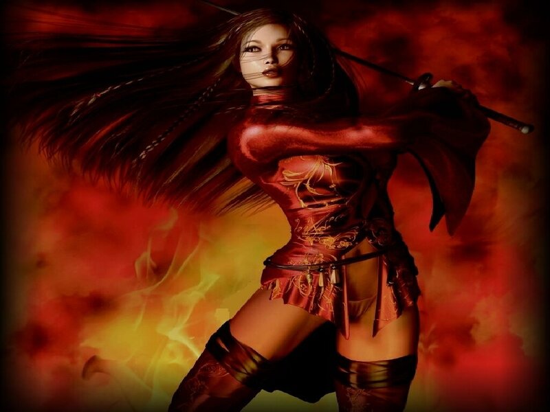 female warrior with sword