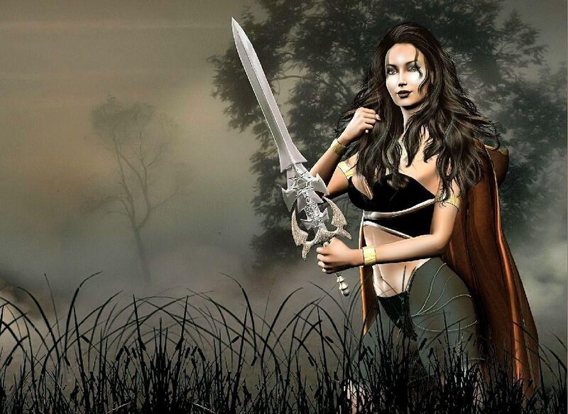 female warrior with sword