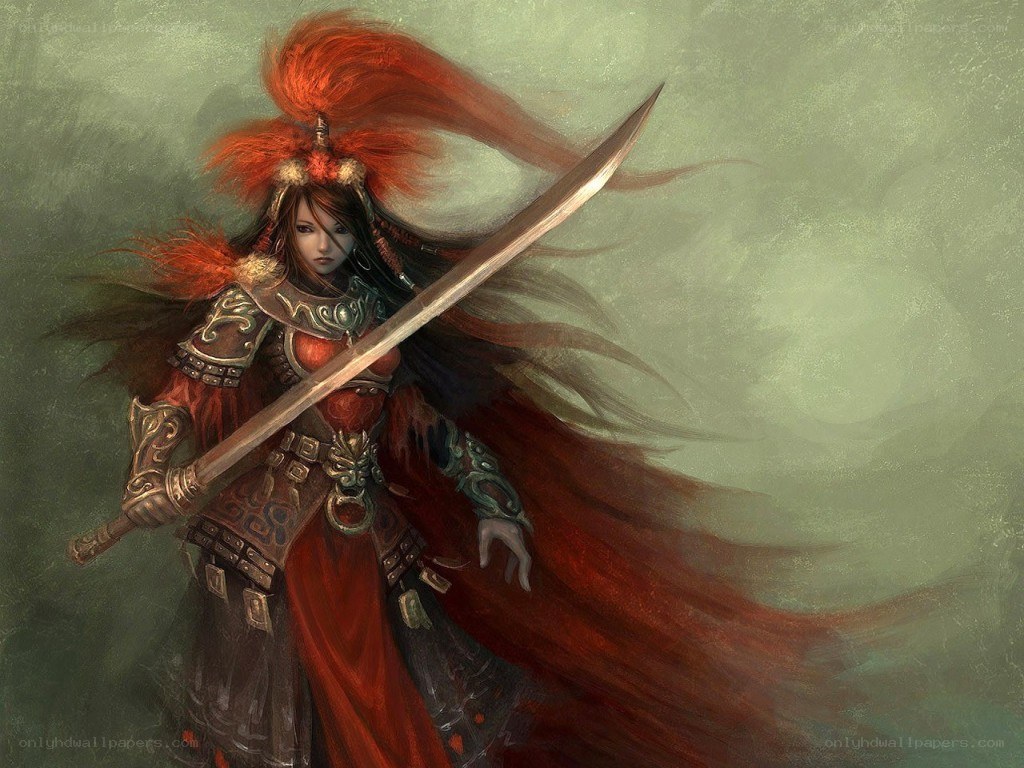 female warrior with sword