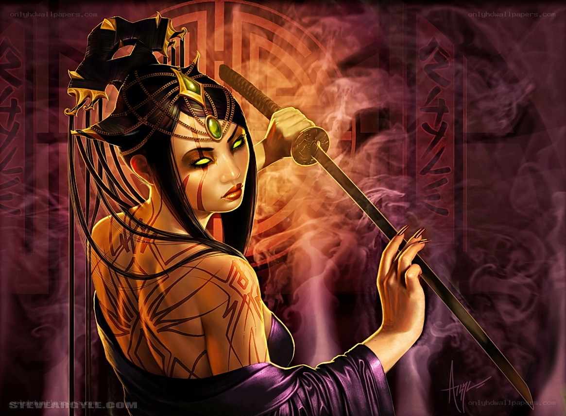 female warrior with sword