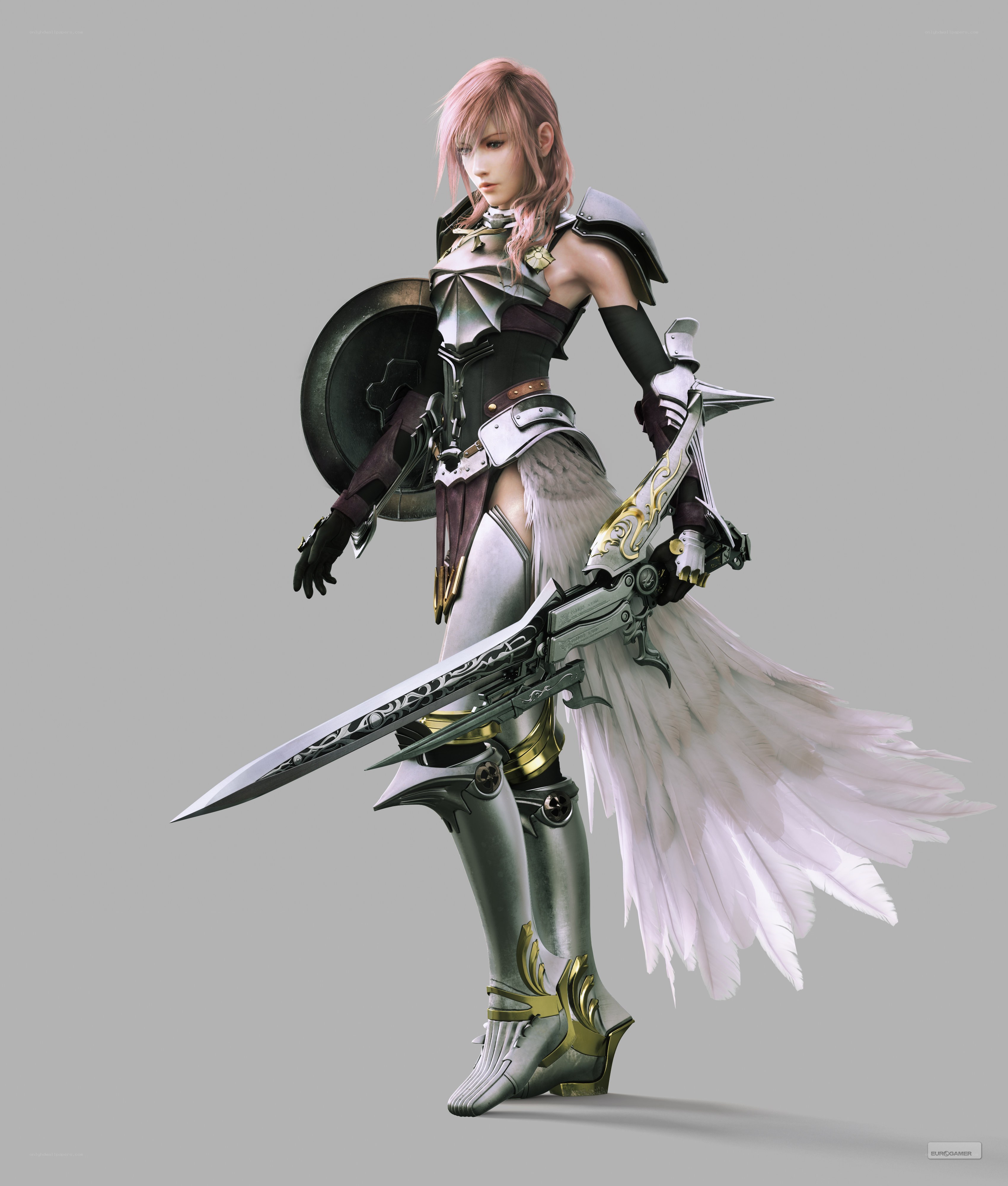 female warrior with sword and shield