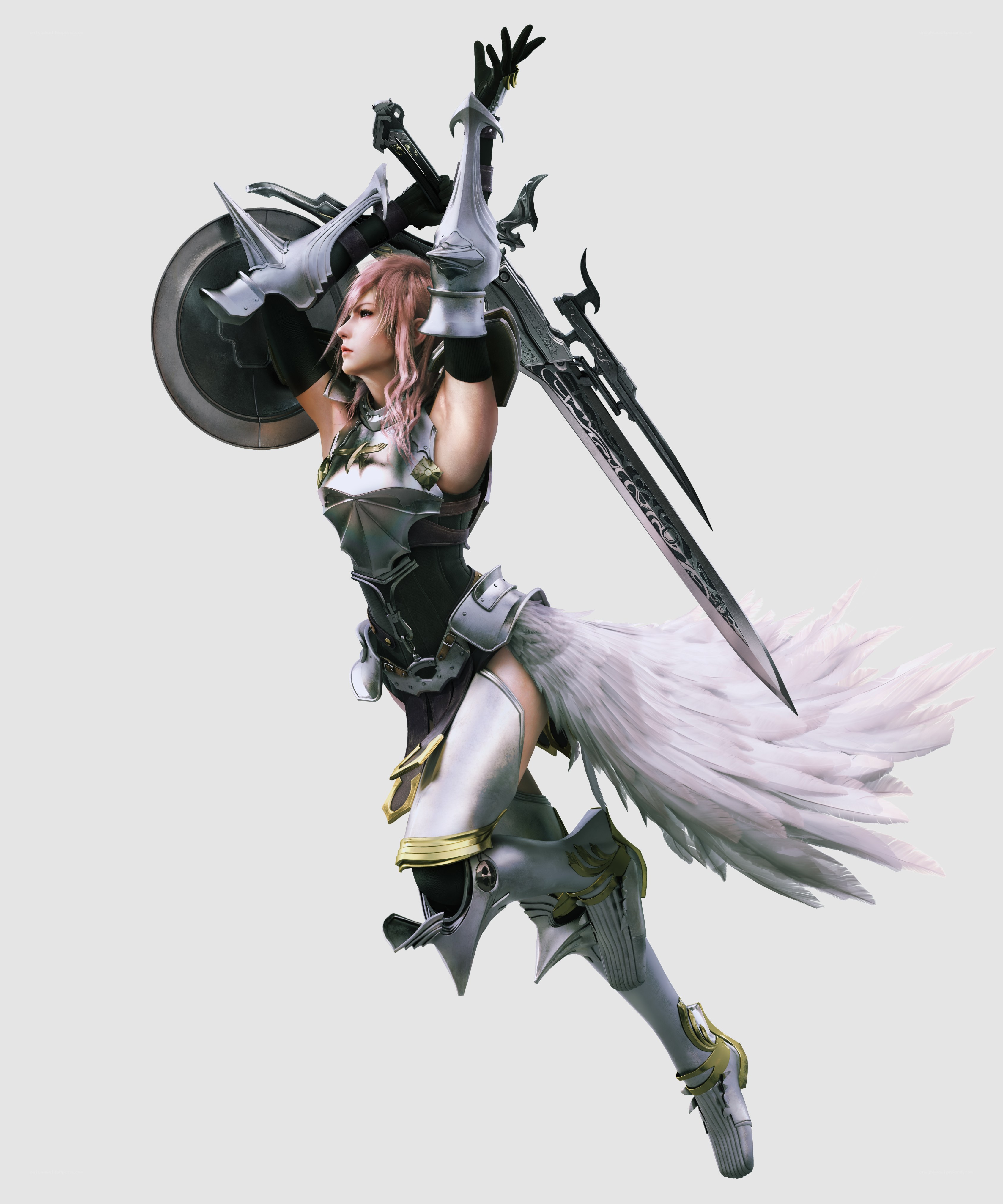 female warrior with sword and shield