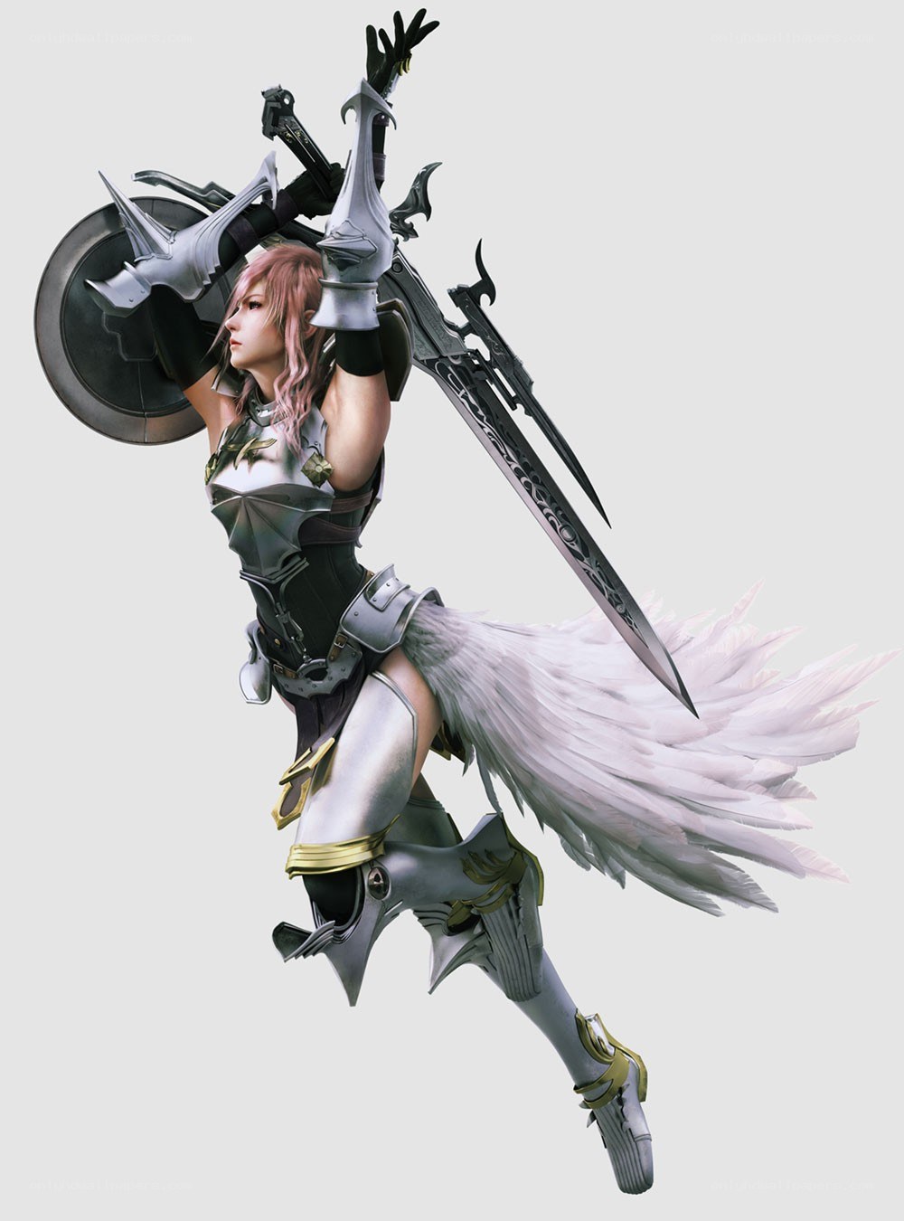 female warrior with sword and shield