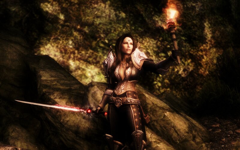 Female Warrior with Sword — Black, Dramatic, Night, 3d Render