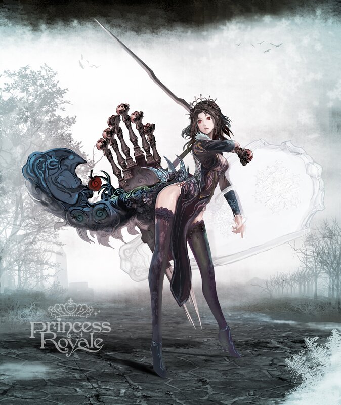 Female Warrior with Sword — Black, Dramatic, Winter