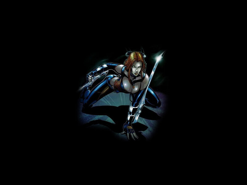 Female Warrior with Sword — Black