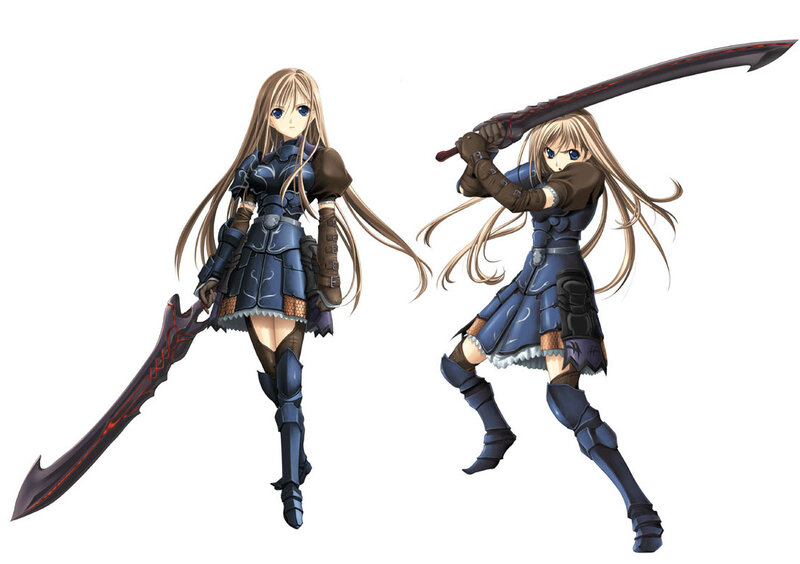 Female Warrior with Sword — Blue, Dramatic, Anime, Armor