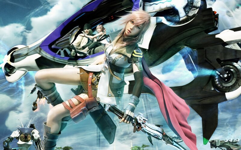 Female Warrior with Sword — Blue, Dramatic, Digital Art, Aircraft