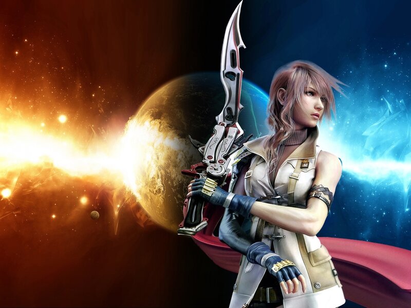 Female Warrior with Sword — Blue, Dramatic, Digital Art, Planet