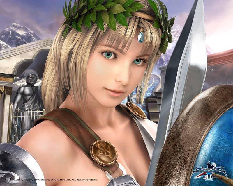 Female Warrior with Sword — Blue, Dramatic, Digital Art, Shield, Laurel Wreath