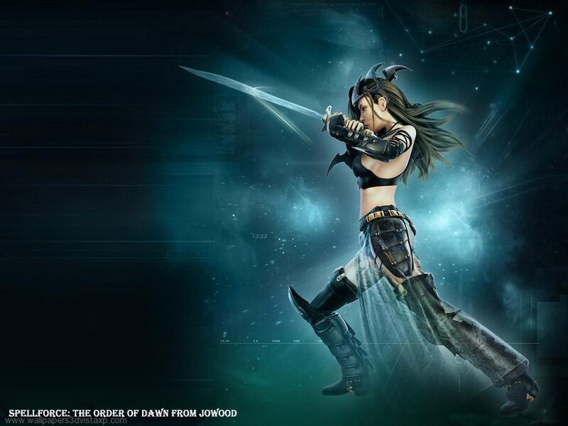 Female Warrior with Sword — Blue, Dramatic, Night, Digital Art, Armor, Helmet