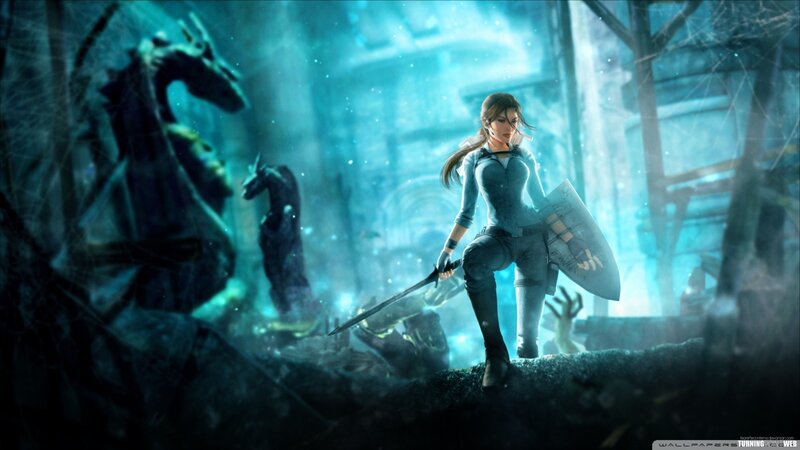 Female Warrior with Sword — Blue, Dramatic, Night, Digital Art, Shield