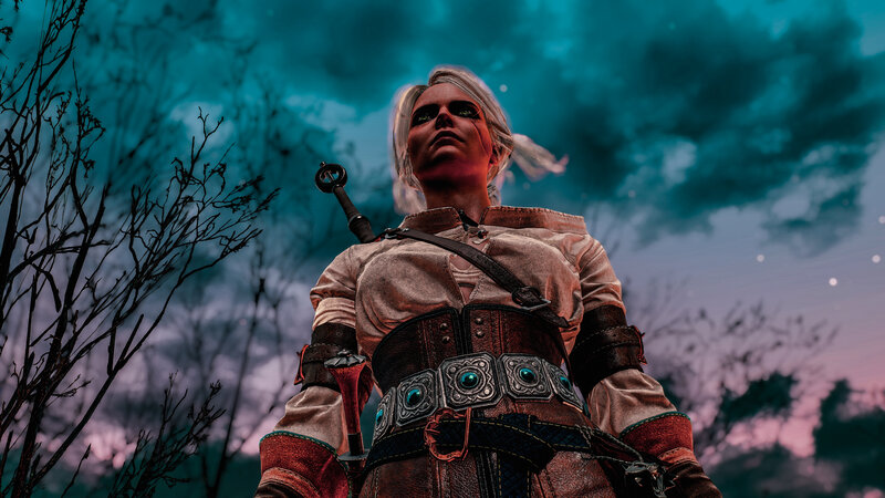 Female Warrior with Sword — Blue, Dramatic, Sunset, 3d Render