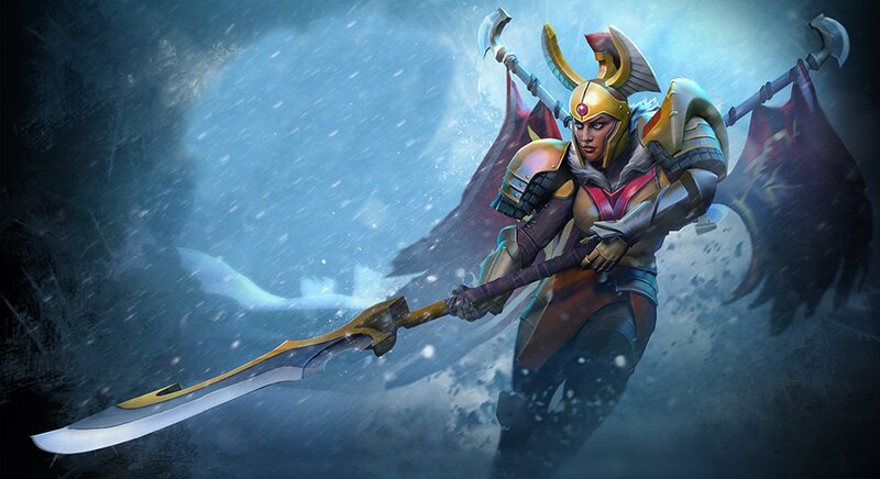 Female Warrior with Sword — Blue, Dramatic, Winter, Digital Art, Armor