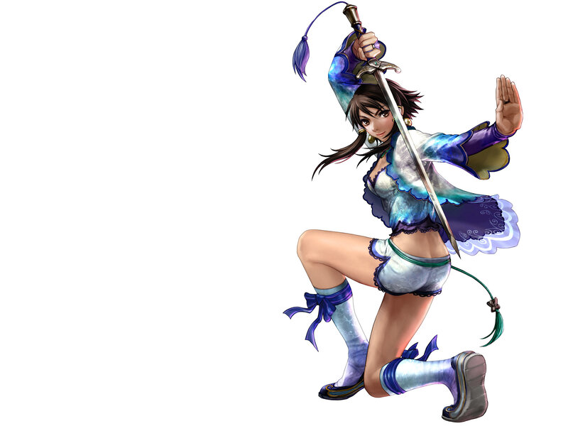 Female Warrior with Sword — Blue, Dynamic, Anime