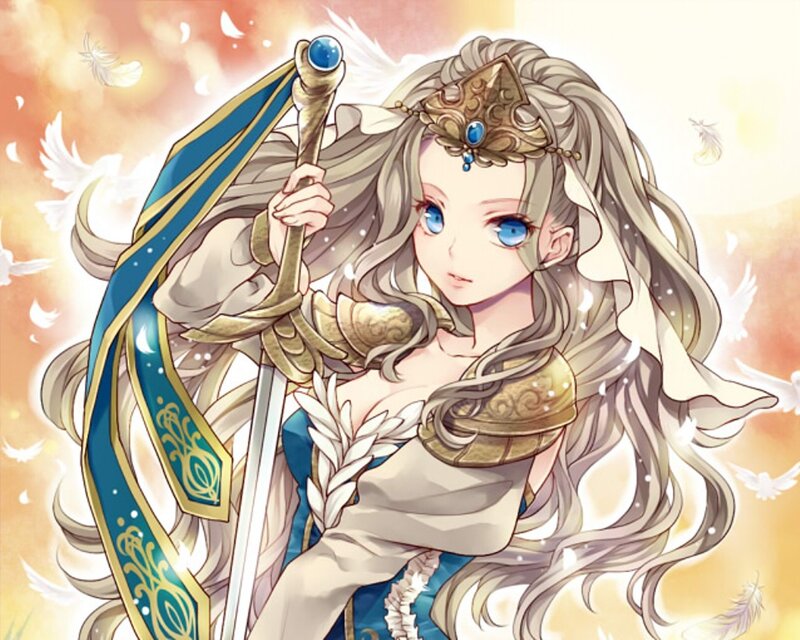 Female Warrior with Sword — Blue, Serene