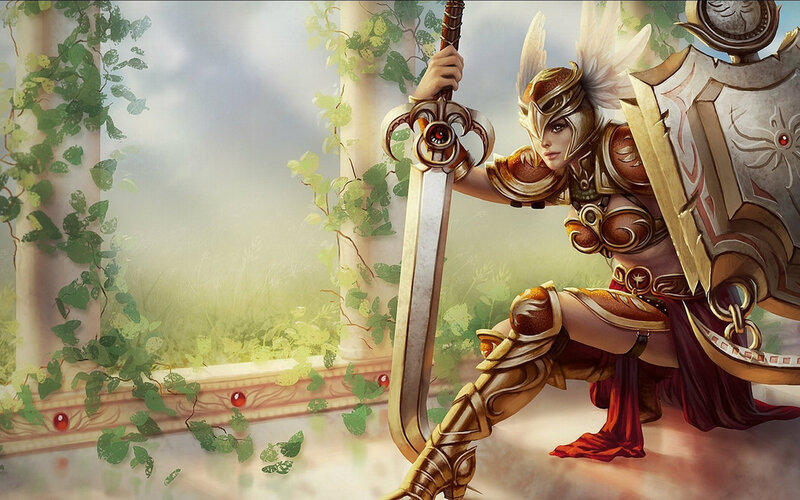 Female Warrior with Sword — Gold, Dramatic, Afternoon